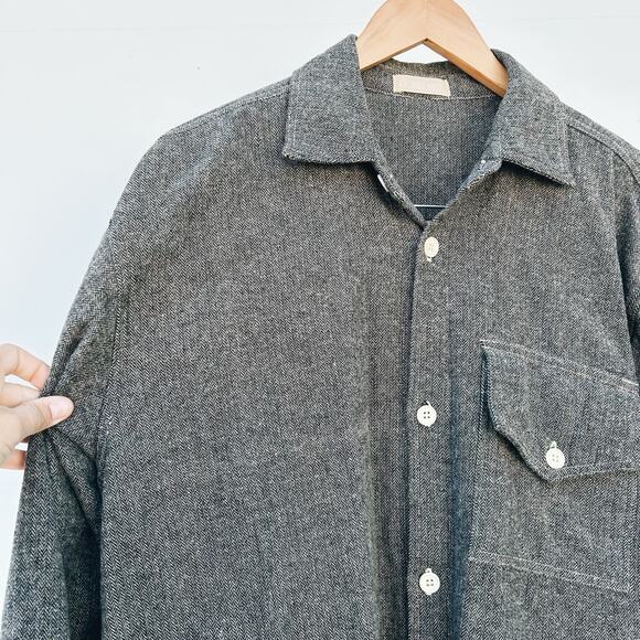 CP Shades Women's Thick Cotton Herringbone Button Down Long Sleeve Shirt Large - Picture 6 of 10